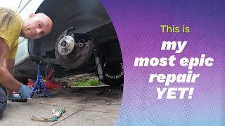 Replacing VW T5 wheel bearing and suspension VWT5 campervan vanlife [upl. by Nosreve]