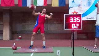 The international military championship Astana 2012 Ivan Denisov snatch 32 kg kettlebell 227 rMP4 [upl. by Yeliab957]