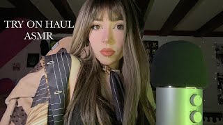 Thrift Haul TryOn ASMR  Fabric Sounds Fabric Scratching Whispering Mic Rubbing [upl. by Fontes]