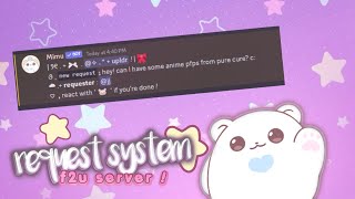 discord REQUESTING SYSTEM with mimu tutorial  f2u server slash commands ୨୧   ✦ [upl. by Amiaj]