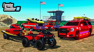 I BUILT A BEACH RESCUE STATION JETSKI  FOUR WHEELER  FS22 [upl. by Dnalkrik]