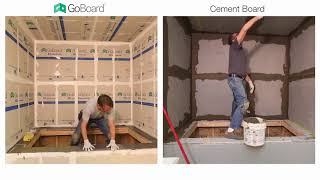 GoBoard vs Cement Board Shower Installation [upl. by Smoht491]