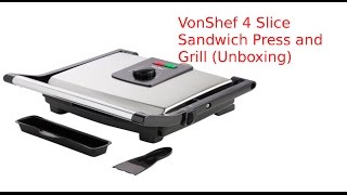 VonShef 4 Slice Sandwich Press and Grill Unboxing [upl. by Atiniuq]