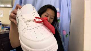 This is a pair FAKE Nike Air Force 1 off white shoes [upl. by Stedt]