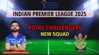 IPL2025RoyalChallengersBangaluruFullTeam RCBNewSquad2025RCBTeamPlayersList2025 [upl. by Melia]