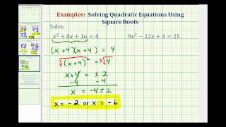 Ex 4 Solving Quadratic Equations Using Square Roots [upl. by Ahsinej]