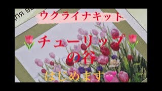 【クロスステッチをしながらの独り言】（１４）ウクライナキット「チューリップの谷」はじめました🌷🌷 [upl. by Chernow]