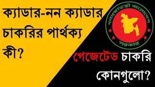 ক্যাডার ননক্যাডার গেজেটেড ননগেজেটেড চাকরি কী Cadre NonCadre Jobs bcs GAZETTED noncadre [upl. by Malaspina]