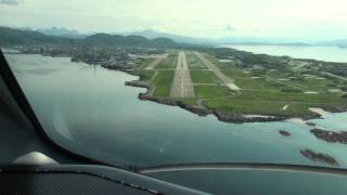 Wideroe Dash 8 cockpit view 2 landings Bodø Airport Norway [upl. by Alvan552]