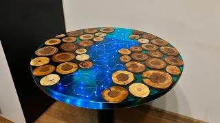 Epoxy Resin table with Wood Slices and LED lights [upl. by Lavoie304]