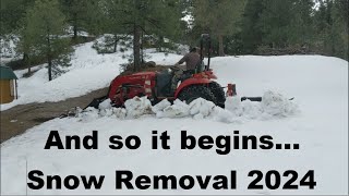 Snow Removal 2024 Part 1  Using a Mahindra 1635 Tractor [upl. by Salokin]