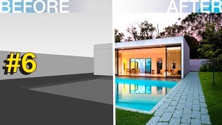 Photoshop Architecture Visualization 6 Modern house with pool [upl. by Eyanaj]