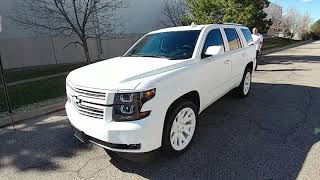 Matte White Wrap on 2016 Chevy Tahoe LTZ at Lynx Customs [upl. by Uliram289]