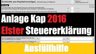 Anlage Kap Elster  Elster Tutorial  Steuererklärung selber machen [upl. by Ariella]