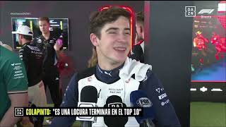 F1 Azerbaijan Baku  Entrevista Colapinto Post Carrera  1592024 [upl. by Nilrem528]