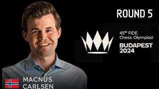 Magnus Carlsen  FIDE Chess Olympiad  BUDAPEST 2024  Round 5 [upl. by Darline]