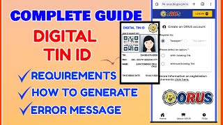 TIN ID Online Complete Guide Paano Kumuha ng Digital TIN ID Requirements Orus Error [upl. by Jaf]