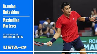 Brandon Nakashima vs Maximilian Marterer Highlights  USA vs Germany  2024 Davis Cup [upl. by Vershen]