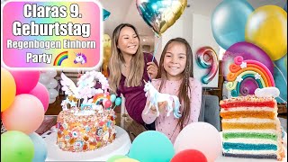 Claras 9 Geburtstag 🎂 Geschenke auspacken Regenbogen Einhorn Candy Cake Torte Deko  Mamiseelen [upl. by Roy]