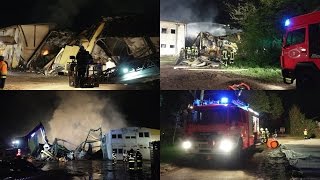 Verletzte nach Großbrand auf Gemüsehof in Griesheim  Feuerwehr amp THW im Großeinsatz  06042017 [upl. by Naehgem59]