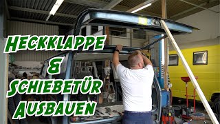 Heckklappe und Schiebetüre ausbauen am VW T3 Syncro  HOLLY amp JAMES [upl. by Ayn]