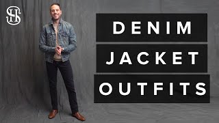 How To Wear A Denim Jacket  3 Mens Fall Outfit Ideas Denim Jacket Lookbook [upl. by Aizirtap]