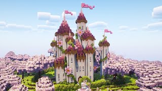 I Built a CHERRY BLOSSOM CASTLE in Minecraft [upl. by Amelia427]