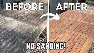 Restore Outdoor Teak Table  NO SANDING  Cleaning amp Oiling [upl. by Adnahsor638]