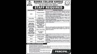 Bahria College Karsaz Karachi Jobs November 2024 Teaching Faculty amp Others job information [upl. by Hannah814]