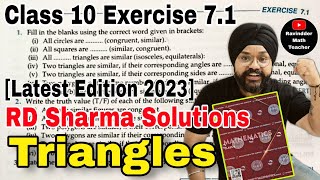 RD Sharma Solutions for Class 10 Maths Chapter 7 Triangles Exercise 71 Q1 to Q3 Edition 2023 [upl. by Laemsi]