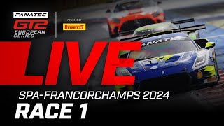 LIVE  Race 1  SpaFrancorchamps  Fanatec GT2 Europe 2024 English 🇬🇧 [upl. by Ymmot]