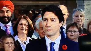 Justin Trudeaus First Speech  Prime Minister of Canada  04112015 [upl. by Pokorny78]