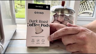 GRIND DARK BLEND NESPRESSO Coffee Pod Review  Compostable Nespresso Pods  Intensity 10 Dark Roast [upl. by Allenotna102]