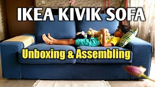 IKEA KIVIK SOFA  Hillared Dark Blue  UNBOXING amp ASSEMBLING  How to Assemble an Ikea Sofa 2021 [upl. by Llednahs470]