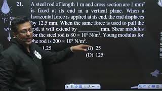 A steel rod of length 1 m and cross section are 1 mm2 is fixed at its end in a vertical plane W [upl. by Dix]