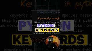 Keywords in python python keywordsinpython programming pythonprogramming [upl. by Dugan]