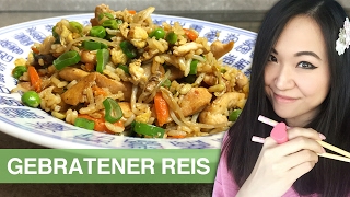 REZEPT gebratener Reis mit Hühnchen  chinesisch kochen [upl. by Owen397]