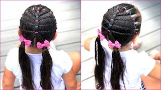 PEINADO CON LIGAS PARA CABELLO LARGO Y CORTO PEINADO PARA EL COLEGIO [upl. by Tuck447]