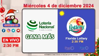 Lotería Nacional Gana Más y Florida Lottery en VIVO │Miércoles 4 de diciembre 2024 – 230 PM [upl. by Niccolo]