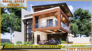 SMALL HOUSE DESIGN   8 x 10  METERS 3 STOREY HOUSE WITH 5 BEDROOMS AND 4 BATHROOMS [upl. by Herzberg]