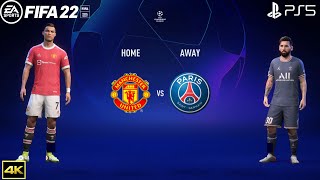 FIFA 22 PS5  Manchester United Vs PSG  UEFA Champions League  4k Gameplay [upl. by Sotsirhc374]