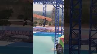 Competition waterpark trampoline fun viralvideo funny triding [upl. by Nyleak]