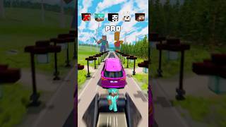 NOOB vs PRO vs HACKER vs HEROBRINE Car Jump Challenge 13 😂 🚗 shorts beamngdrive [upl. by Alford]