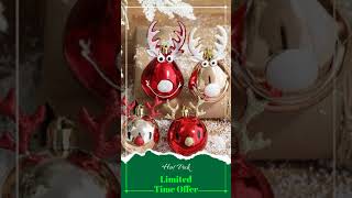 2pcs Elk Christmas Balls Ornaments Xmas Tree Hanging Bauble Pendant Christmas Decorations for Hom [upl. by Arsi]