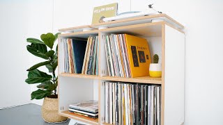 DIY VINYL RECORD MEDIA CABINET W STORAGE  MODERN BUILDS [upl. by Toinette]