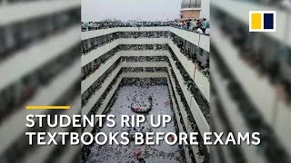 Chinese students rip up textbooks before intense gaokao exams [upl. by Ekard]