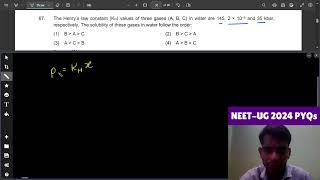 The Henry’s law constant KH values of three gases A B C in water are 145 2 × 10–5 and 35 kbar [upl. by Dirgni]