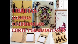 Libretas Agendas y Cuadernillos corte láser 100 diseños pack 1 [upl. by Nalhsa479]