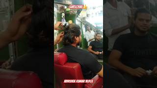 Trying Manbun 🔥 hairstyle manbun saloon ytshorts explore trending abhishek layerhaircut [upl. by Raleigh11]