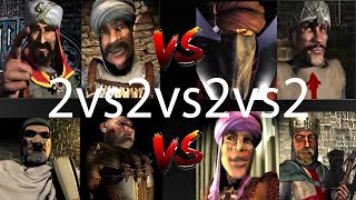 SALADIN SULTAN VS WAZIR SHERIFF VS FREDERICK PIG VS EMIR LIONHEART  Stronghold Crusader Ai Battle [upl. by Bing]